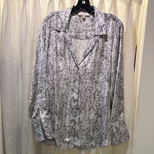 Chocolate brown  and White Patterned Button-Up Shirt